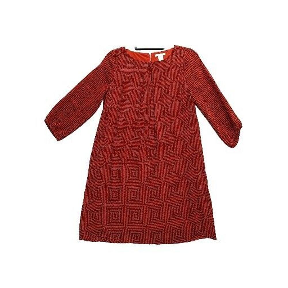 H&M Fall Dress Lined Sz 8 Orange Black Office Party